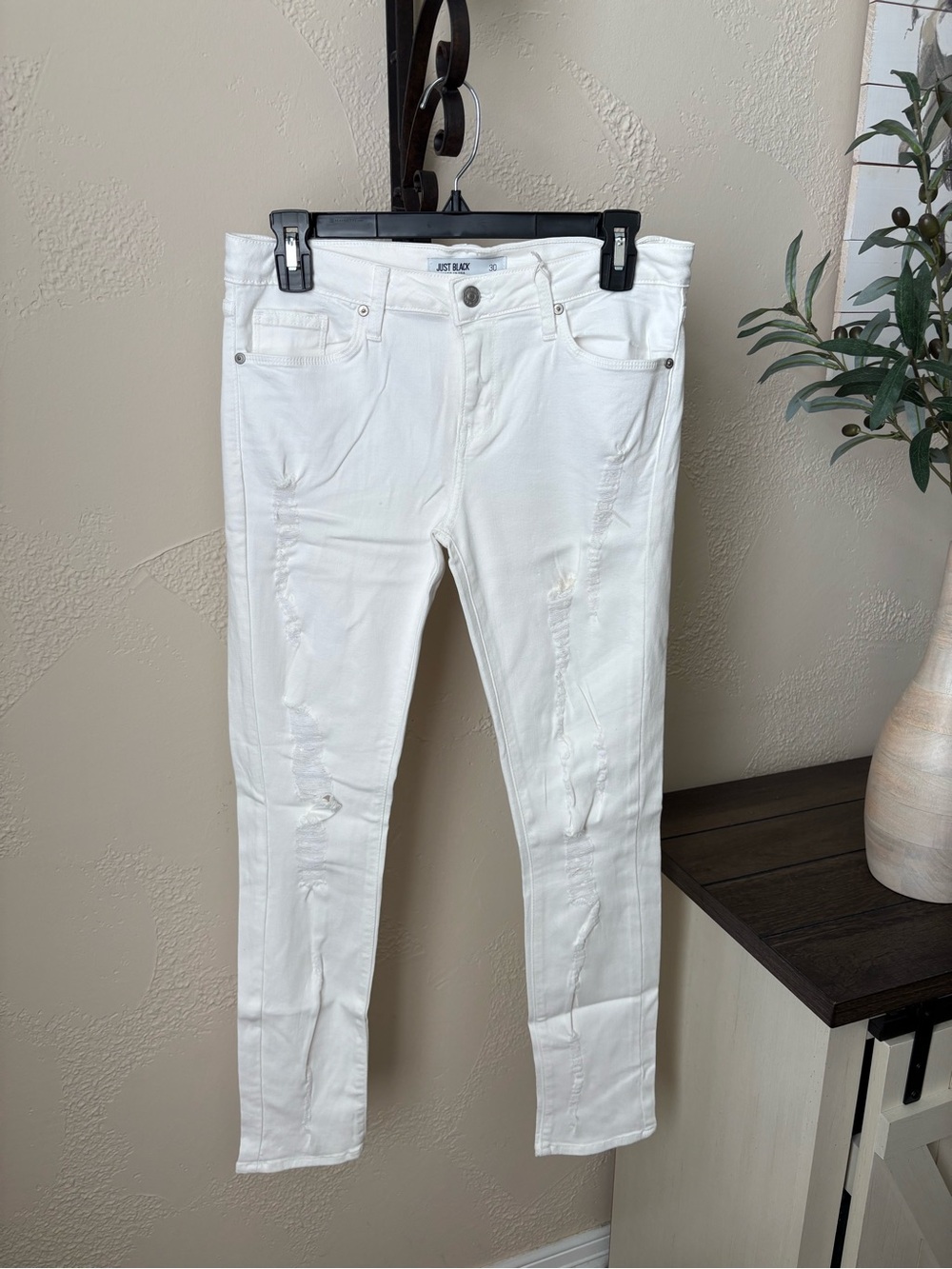 Just Black White Distressed Skinny Jeans